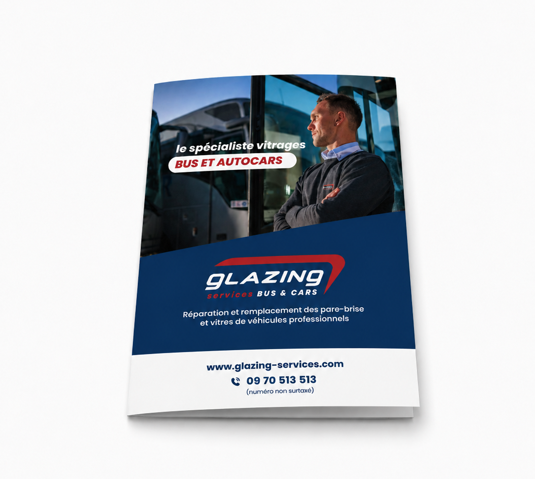 LOTS DE 50 FLYERS A5 GLAZING SERVICES BUS & CARS